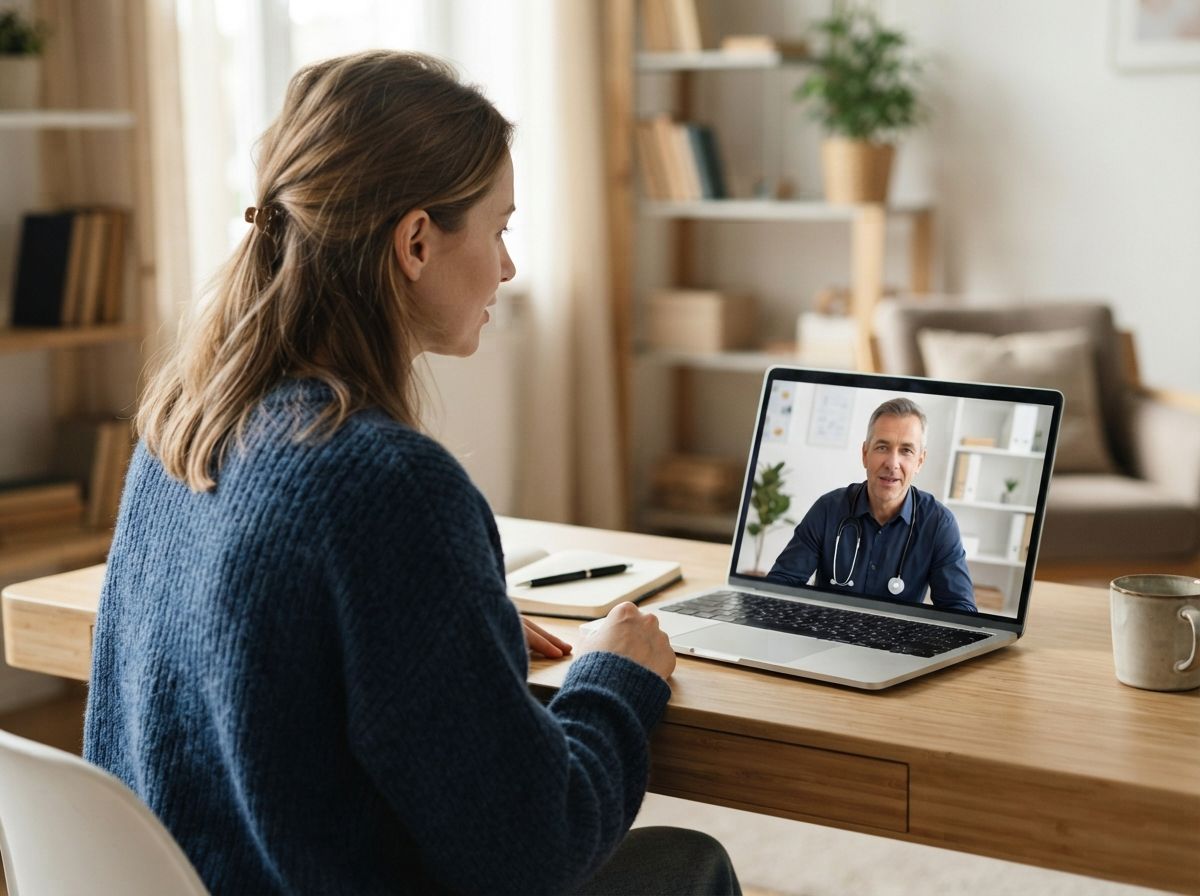 Консультация психиатра Женщина проходит онлайн-консультацию с врачом